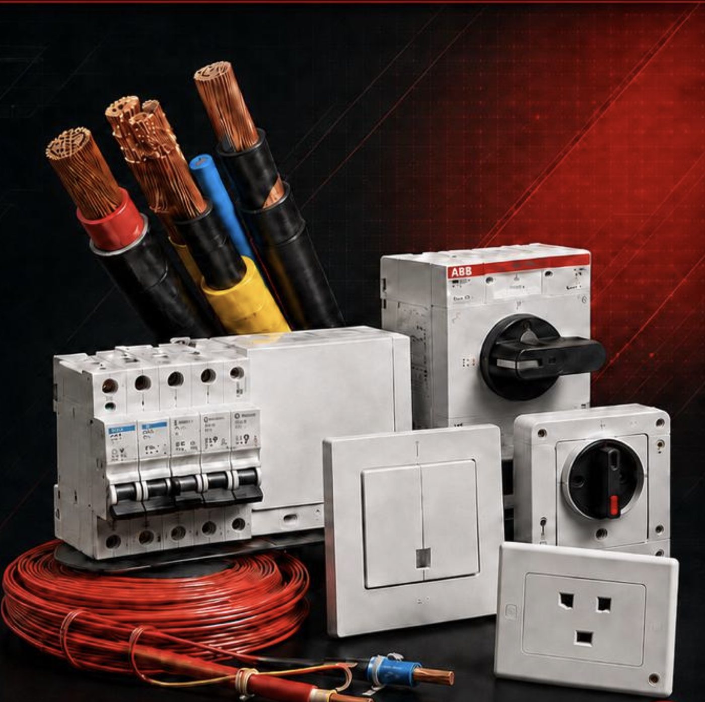 Cables, switchgear, isolators and wiring accessories supplied by Technolite